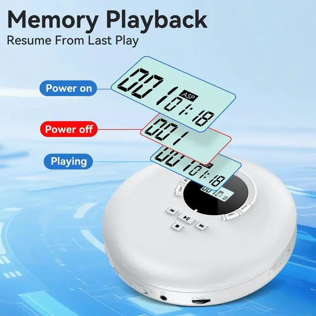 Alt view image 5 of 5 - CD Player Portable CD Players with Headphones LCD Display