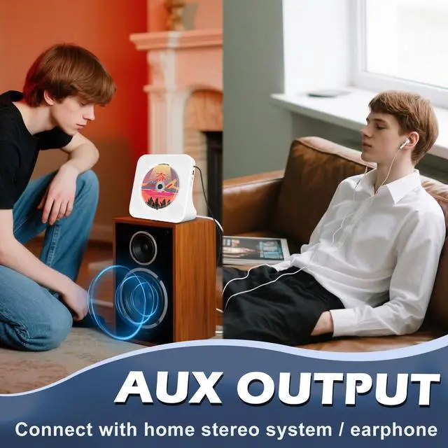 Alt view image 5 of 5 - Bluetooth CD Player with Built-in HiFi Speakers