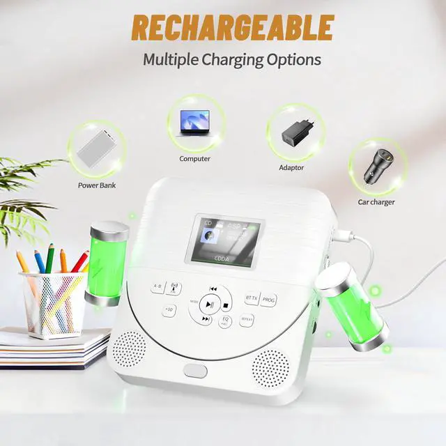 Alt view image 3 of 5 - Portable cd player with bluetooth