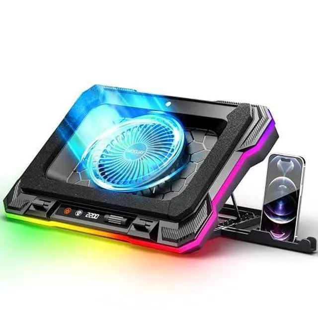 Alt view image 2 of 7 - Laptop Cooling Pad Powerful Turbo Fan RGB Gaming Notebook Cooler