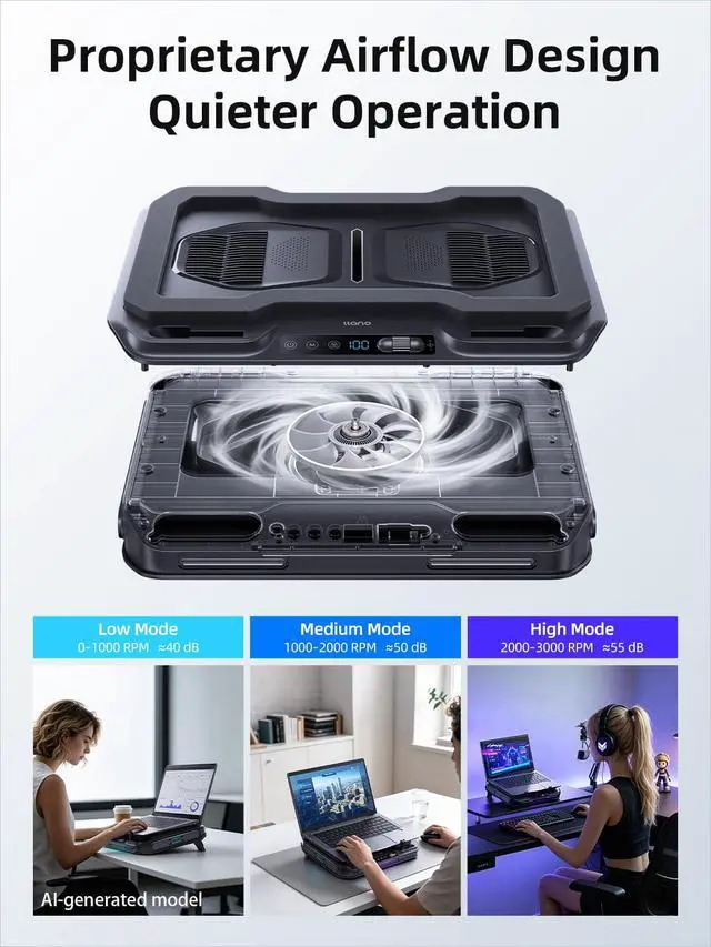 Alt view image 4 of 5 - Pro Laptop Cooling Pad