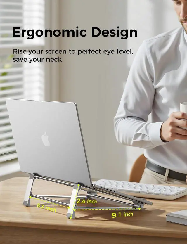 Alt view image 3 of 5 - Vertical Laptop Stand & Storage Holder - Portable Aluminum Stand with Silicone Pads