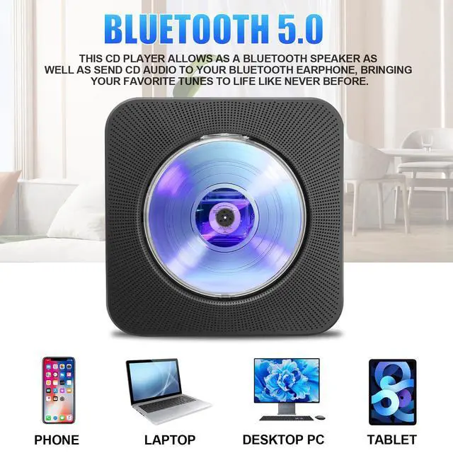 Alt view image 3 of 5 - Portable CD Player with Speakers Bluetooth Desktop CD Player