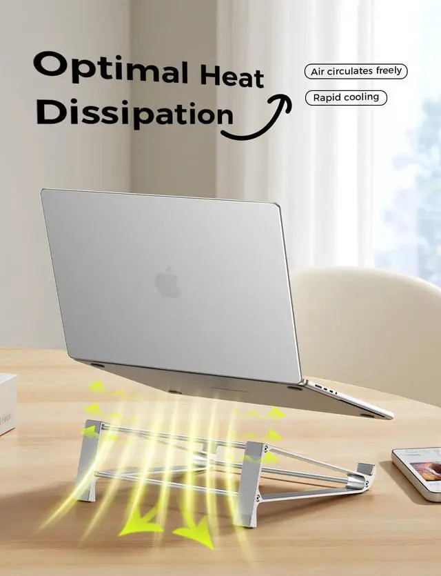 Alt view image 5 of 5 - Vertical Laptop Stand & Storage Holder - Portable Aluminum Stand with Silicone Pads