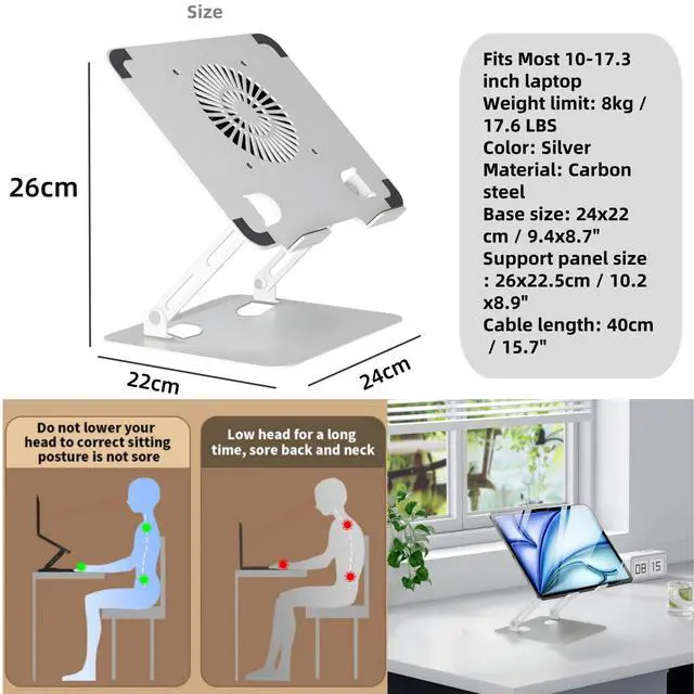Alt view image 2 of 5 - 1.8Kg Carbon steel Laptop Cooling Pad with Fan