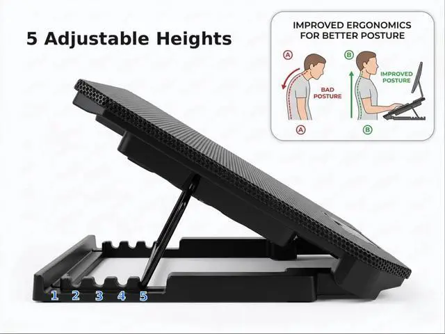 Alt view image 4 of 5 - Laptop Cooling Pad Gaming Stand