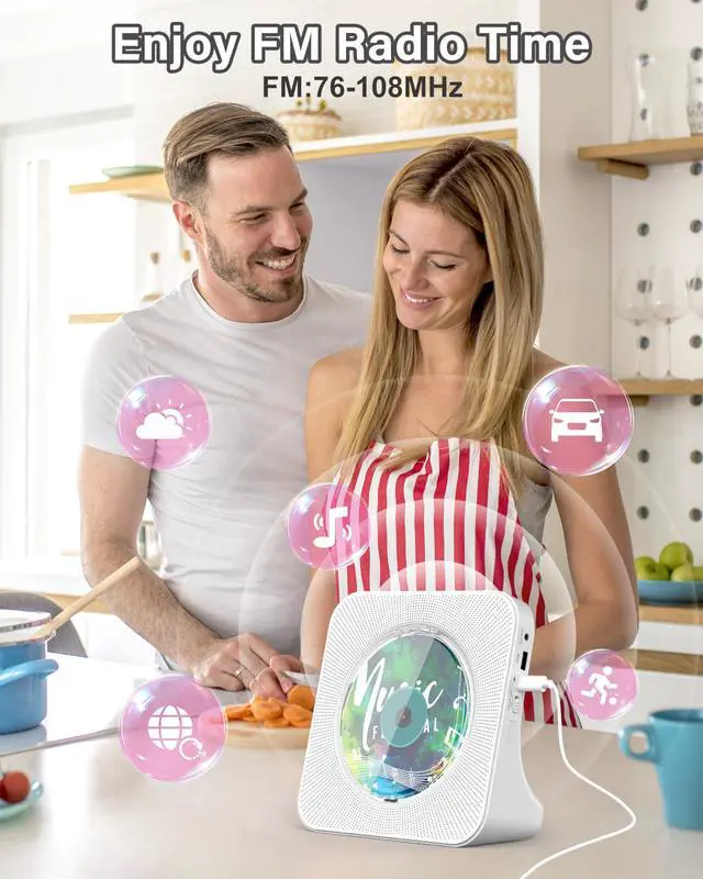 Alt view image 4 of 5 - Portable CD Player with Bluetooth 5.0