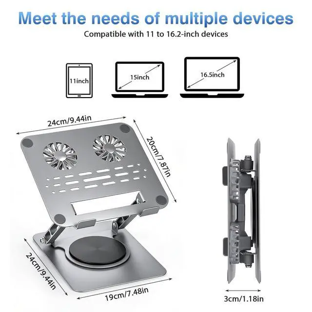 Alt view image 2 of 5 - Laptop Cooler Stand with Fan