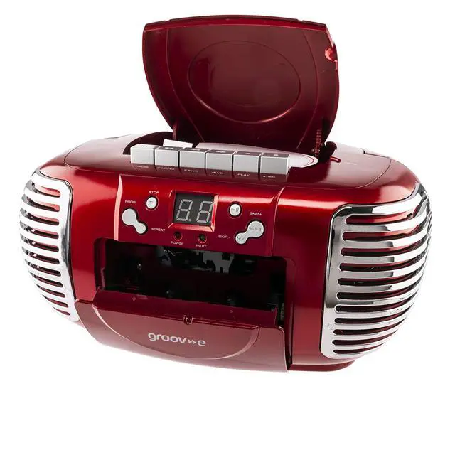 Alt view image 3 of 5 - Retro Boombox CD Player with Cassette