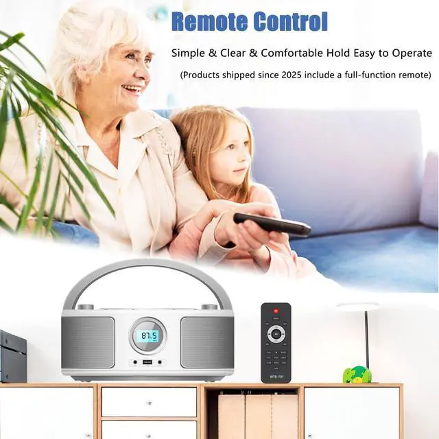 Alt view image 4 of 5 - Portable CD Player Boombox with FM Radio - Bluetooth