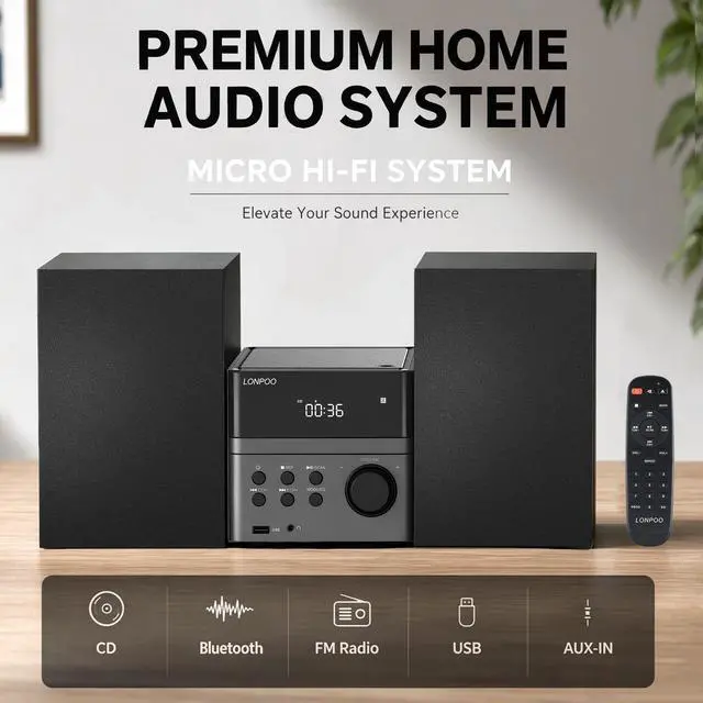 Alt view image 2 of 5 - Compact Micro Hi-Fi Stereo System with CD Player Bluetooth