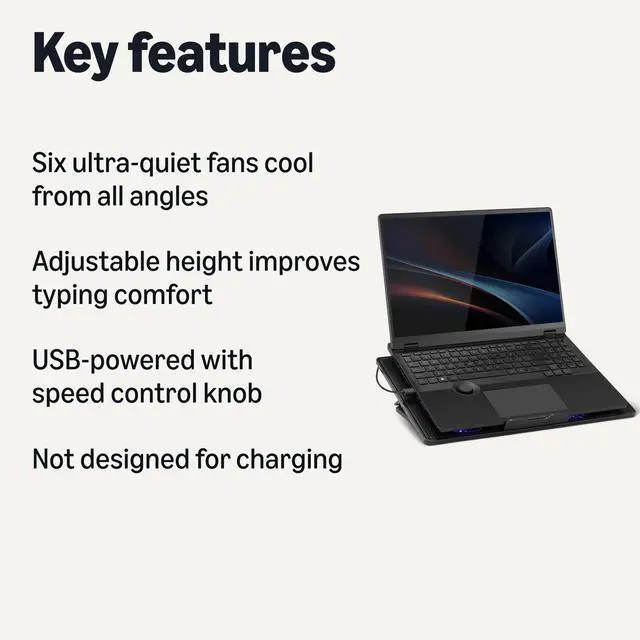 Alt view image 2 of 5 - Amazon Basics Laptop Cooling Pad Stand with 6 Quiet Fans