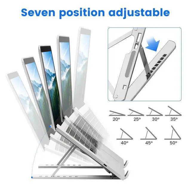 Alt view image 4 of 5 - Adjustable Laptop Stand for Desk Foldable & Portable ABS+Silicone Riser
