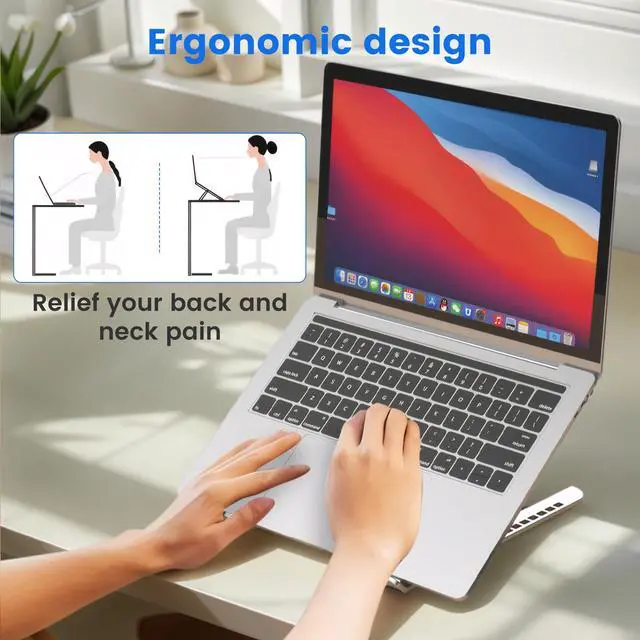 Alt view image 3 of 5 - Adjustable Laptop Stand for Desk Foldable & Portable ABS+Silicone Riser