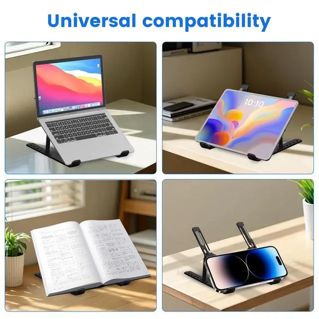 Alt view image 5 of 5 - Adjustable Laptop Stand for Desk Foldable & Portable ABS+Silicone Riser