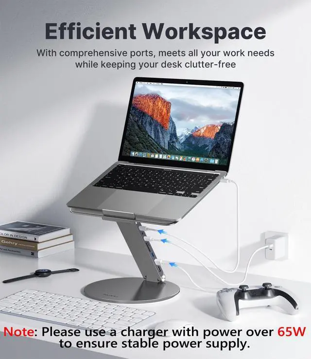 Alt view image 3 of 5 - Laptop Stand with 8-in-1 Docking Station
