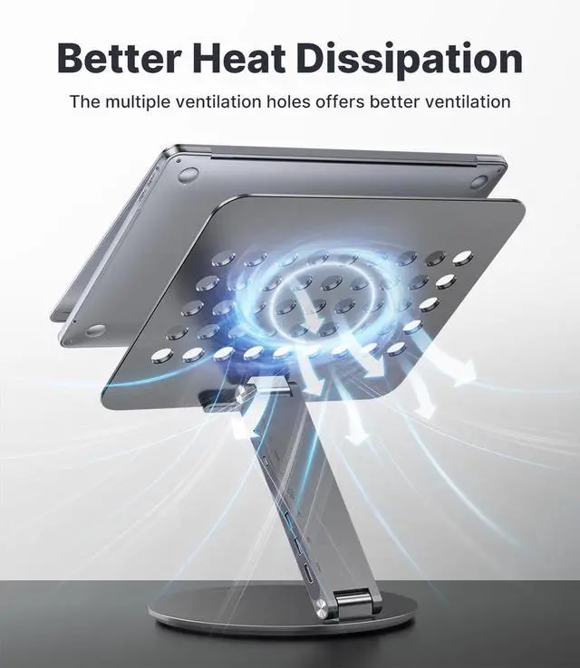 Alt view image 5 of 5 - Laptop Stand with 8-in-1 Docking Station