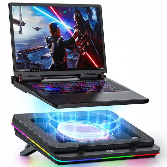 Main image of RGB Laptop Cooling Pad Equipped With Gigantic Turbo-Fan5.5inch Diameter