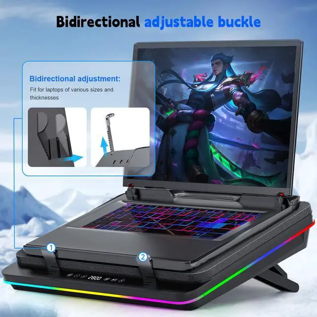 Alt view image 5 of 5 - RGB Laptop Cooling Pad Equipped With Gigantic Turbo-Fan5.5inch Diameter