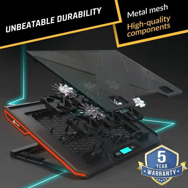 Alt view image 5 of 5 - 6 Fans Laptop Cooling Stand with RGB backlighting