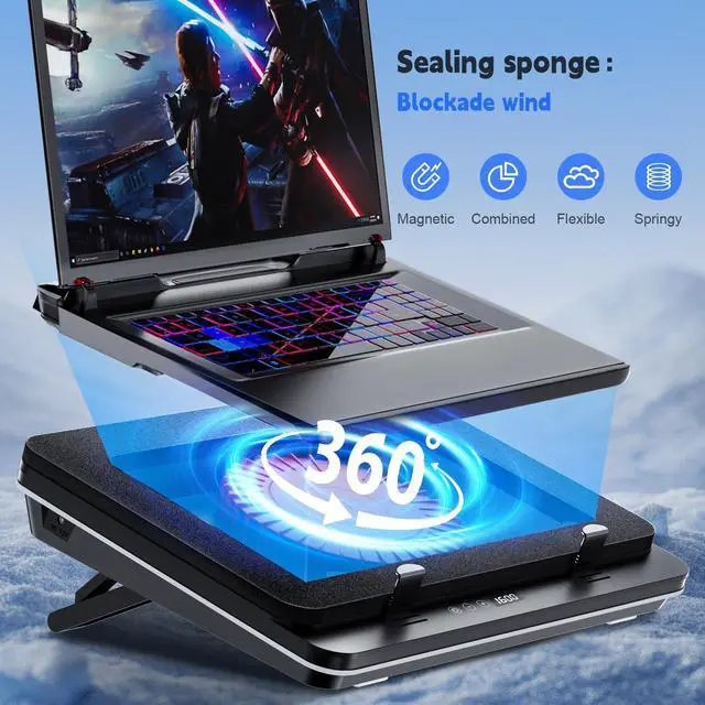 Alt view image 3 of 5 - Laptop Cooling Pad Equipped Gigantic Turbo-Fan5.5inch Diameter