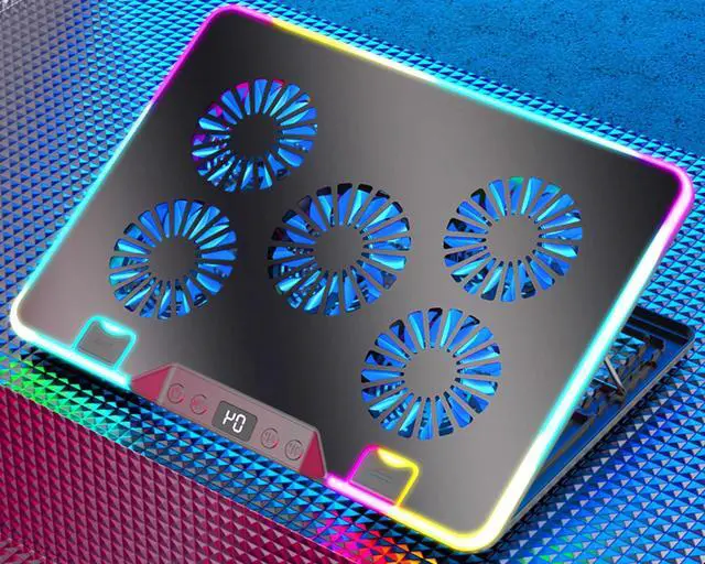 Main image of Gaming RGB Laptop Cooling Fan pad Cooler 15.6 14 13 12 10Inch(Party RGB-Lights