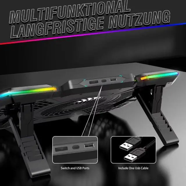 Alt view image 5 of 5 - Laptop Cooler with 6 Quiet Led Fans for 15.6-17 Inch Laptop