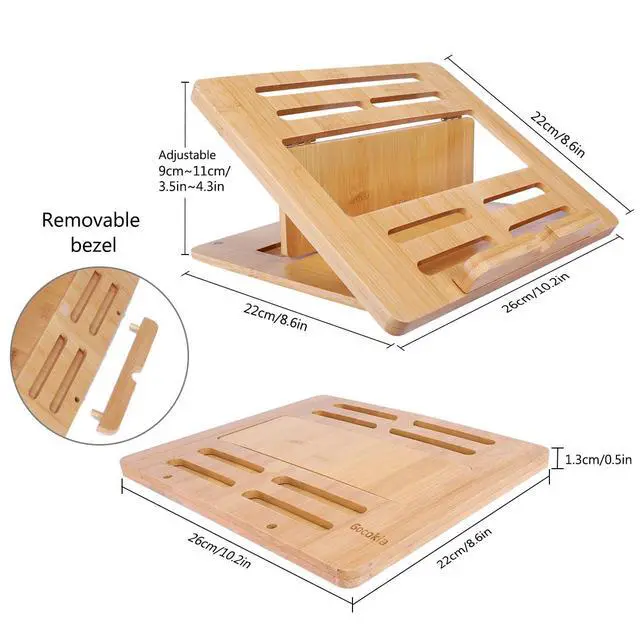 Alt view image 3 of 5 - Bamboo Fodable Laptop Notebook Riser Stand
