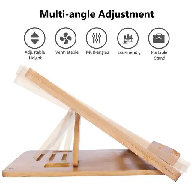 Alt view image 4 of 5 - Bamboo Fodable Laptop Notebook Riser Stand