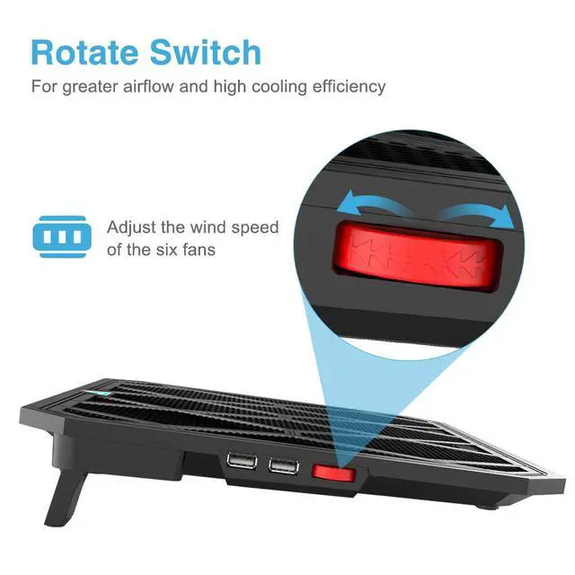 Alt view image 3 of 5 - 12"19" Laptop Cooler with 6 Quiet Red LED Fans at 1400RPM
