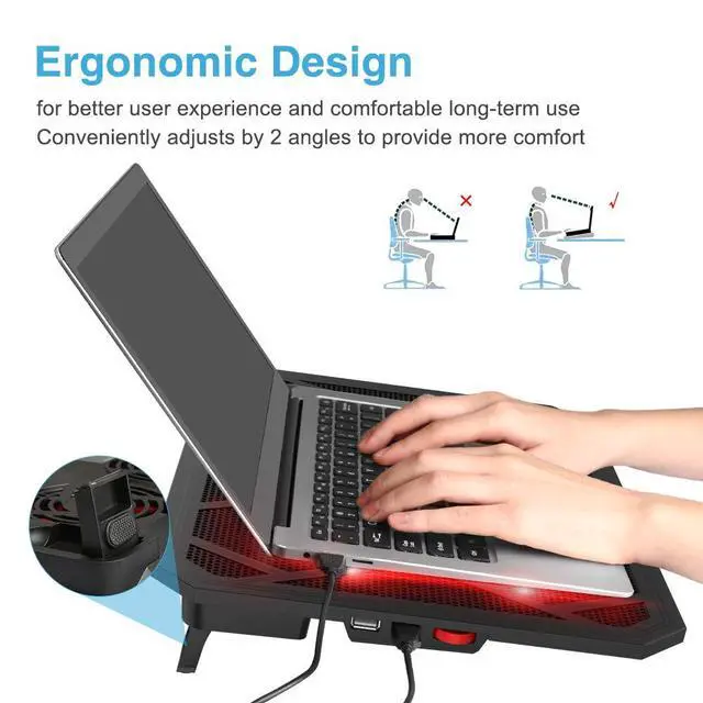 Alt view image 5 of 5 - 12"19" Laptop Cooler with 6 Quiet Red LED Fans at 1400RPM