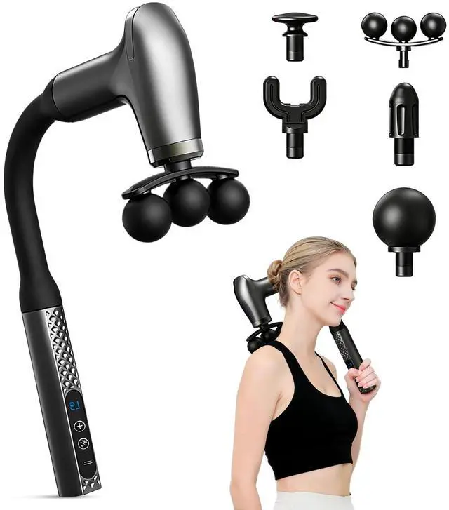 Main image of U-Shaped Massage Gun with 5 Attachments and LCD Display