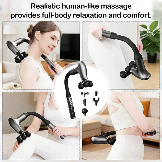Alt view image 5 of 6 - U-Shaped Massage Gun with 5 Attachments and LCD Display