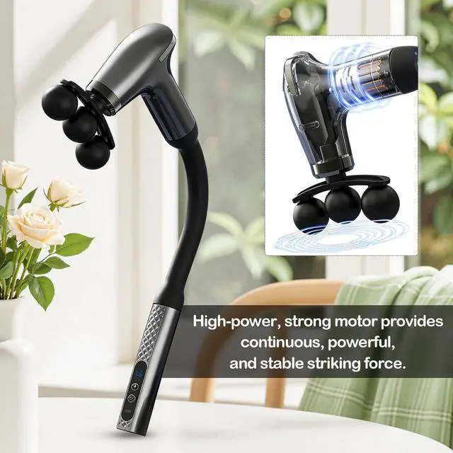 Alt view image 6 of 6 - U-Shaped Massage Gun with 5 Attachments and LCD Display