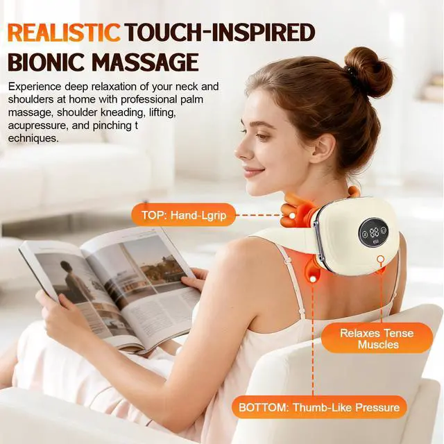 Alt view image 2 of 6 - 4D Neck Massager with Heat Electric Shiatsu Deep Tissue Massage Gun