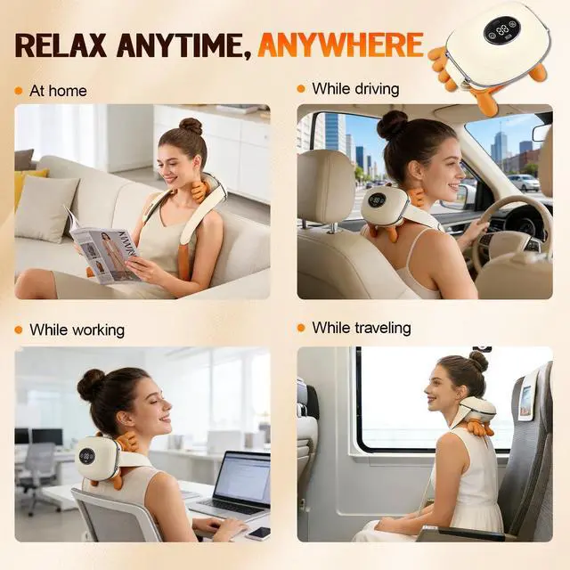 Alt view image 3 of 6 - 4D Neck Massager with Heat Electric Shiatsu Deep Tissue Massage Gun