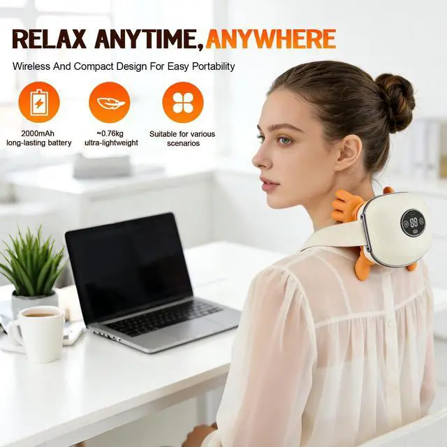 Alt view image 6 of 6 - 4D Neck Massager with Heat Electric Shiatsu Deep Tissue Massage Gun