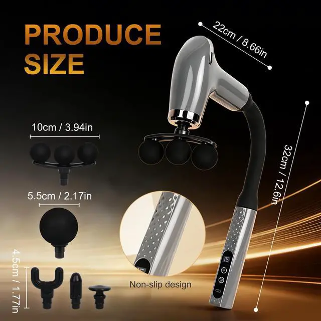 Alt view image 2 of 6 - Massage Gun with 9 Speed 5 Head