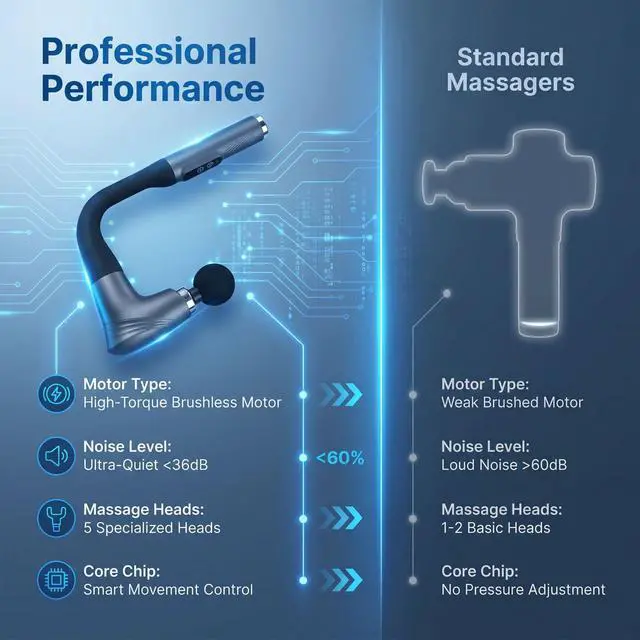 Alt view image 3 of 6 - Deep Tissue Percussion Massager Double-Headed U-Shaped