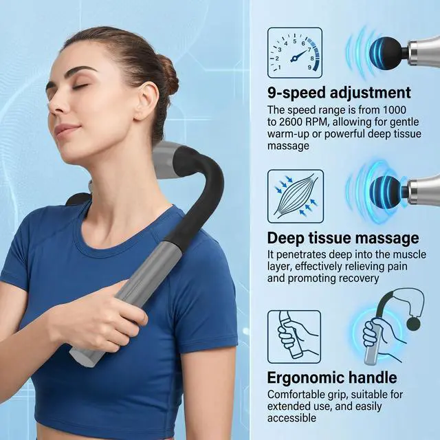 Alt view image 5 of 6 - U-Shaped Long Handle Massage Gun for Back and Shoulder