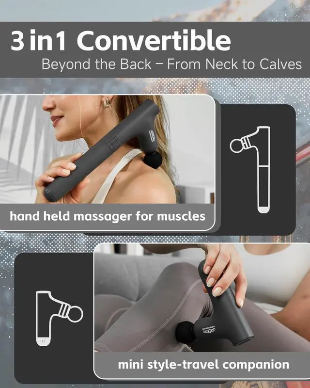 Alt view image 3 of 6 - 3-in-1 Massage Gun Deep Tissue with Extended Handle