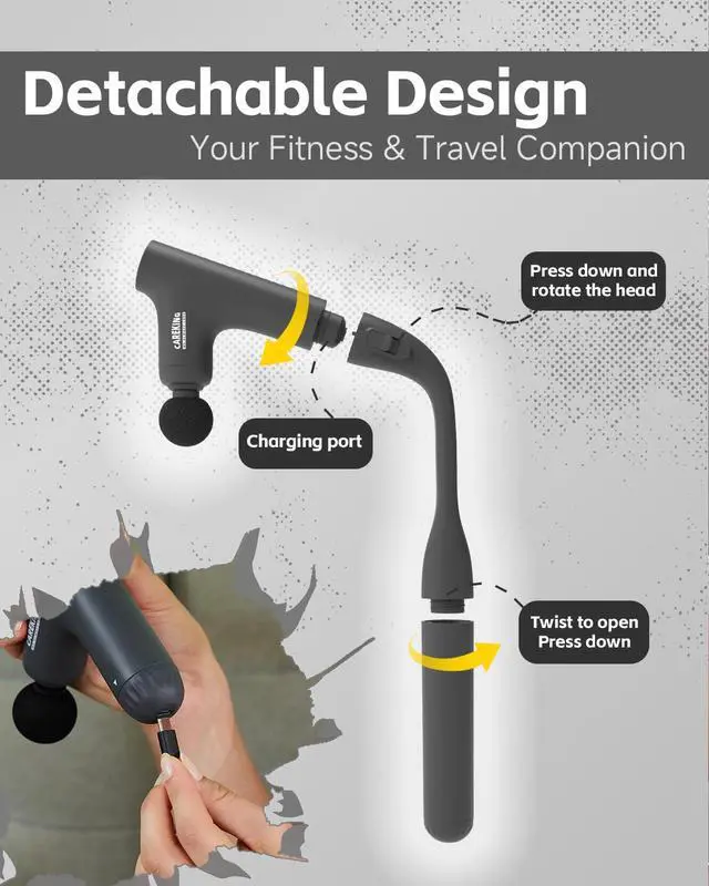 Alt view image 4 of 6 - 3-in-1 Massage Gun Deep Tissue with Extended Handle