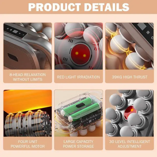 Alt view image 4 of 6 - Multi Head Massage Gun for Horse 8 Heads Handheld Massager with 3 Modes