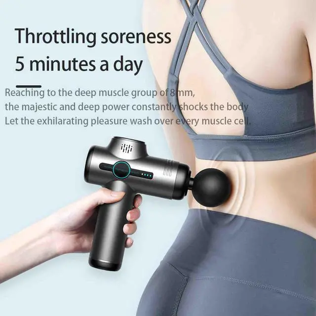 Alt view image 6 of 6 - Mini Massage Gun Deep Tissue Percussion (Grey)