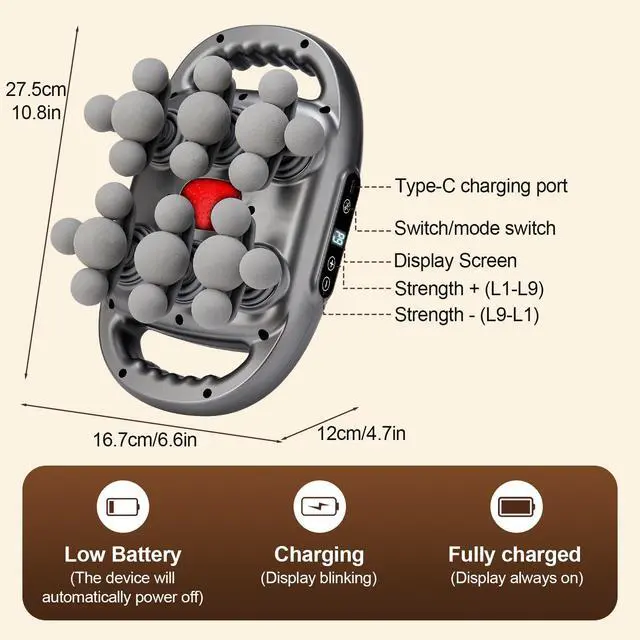 Alt view image 4 of 6 - 22 Heads Mini Muscle Percussion Massager with 9 Modes & 9 Levels