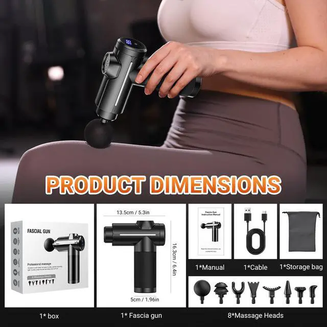 Alt view image 2 of 6 - Deep Tissue Muscle Massage Gun with 32 Adjustable Levels and 8 Heads