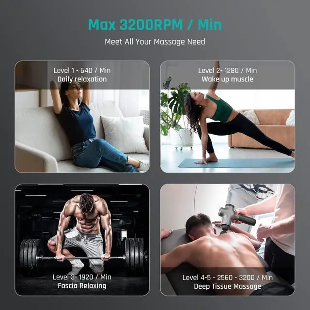 Alt view image 3 of 6 - 3 Massage Gun Deep Tissue Percussion Muscle Massager Gun
