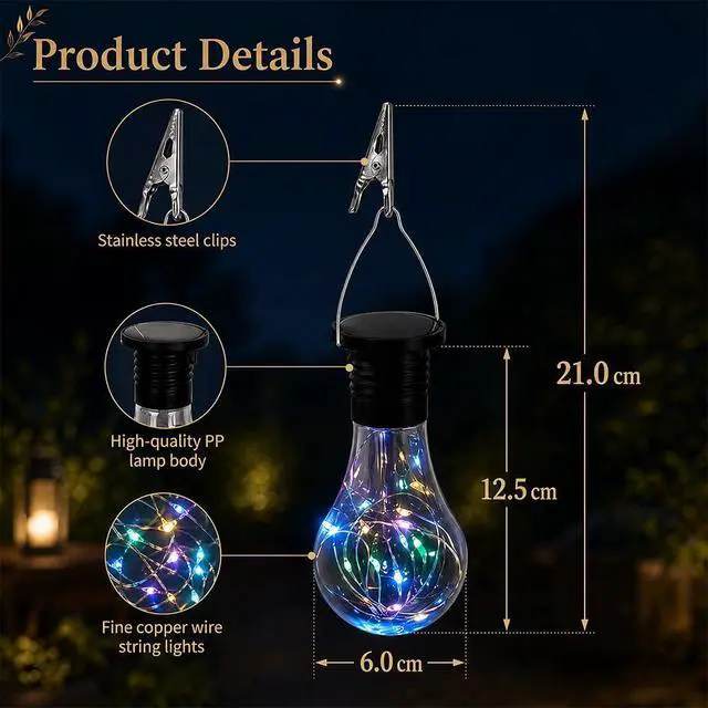 Alt view image 2 of 5 - 4 PCS Solar Light Bulbs 7 Color Solar Bulb Lights Outdoor Garden