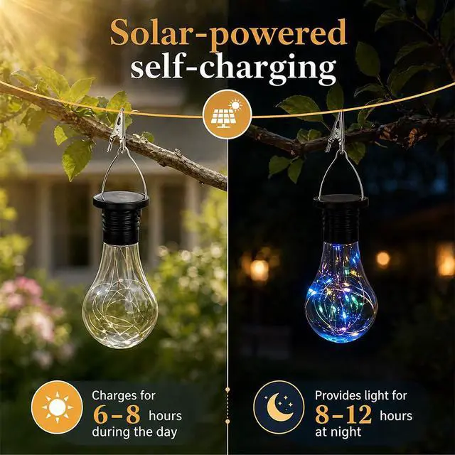 Alt view image 3 of 5 - 4 PCS Solar Light Bulbs 7 Color Solar Bulb Lights Outdoor Garden