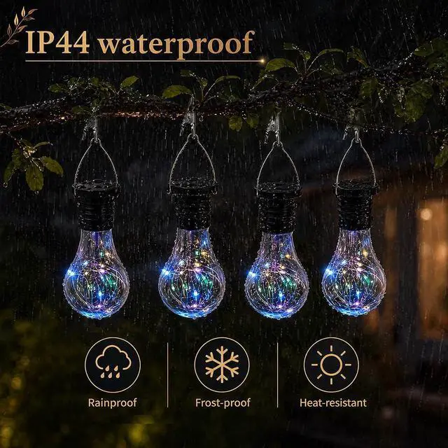 Alt view image 4 of 5 - 4 PCS Solar Light Bulbs 7 Color Solar Bulb Lights Outdoor Garden